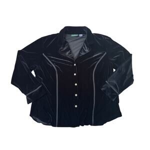 VTG HARVE BENARD Black Velvet Blazer/Jacket Jacket, 2X, Silver Flower buttons